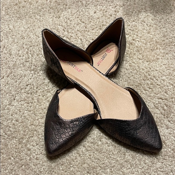 JustFab Shoes - JustFab Black Textured Flats